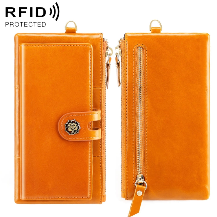 3506 Oil Wax Vintage Texture RFID Anti-Smagnetizzazione Portafoglio da donna