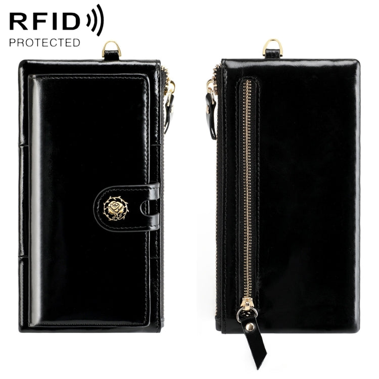 3506 Oil Wax Vintage Texture RFID Anti-Smagnetizzazione Portafoglio da donna