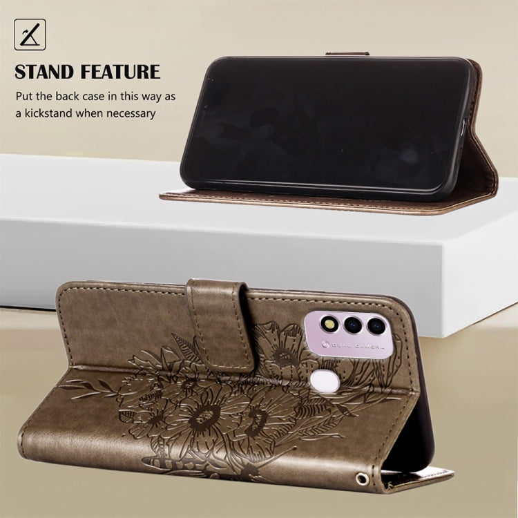 Custodia per telefono in pelle con farfalla goffrata, For Itel P37 / Vision 2s
