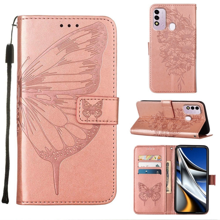 Custodia per telefono in pelle con farfalla goffrata, For Itel P37 / Vision 2s