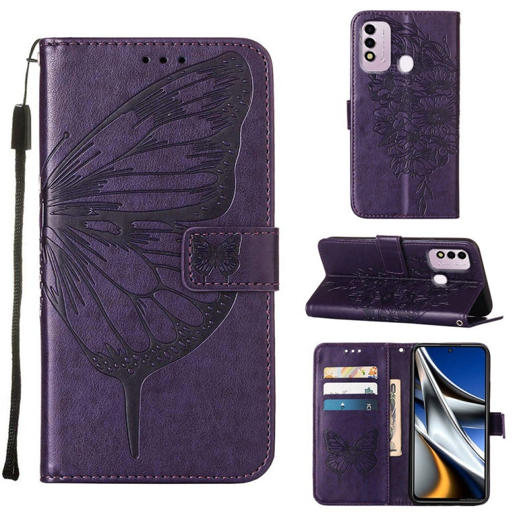 Custodia per telefono in pelle con farfalla goffrata, For Itel P37 / Vision 2s