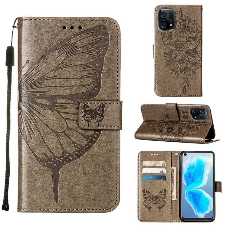 Custodia per telefono in pelle con farfalla goffrata, For OPPO A55s 5G Global, For OPPO Find X5, For OPPO Find X5 Pro