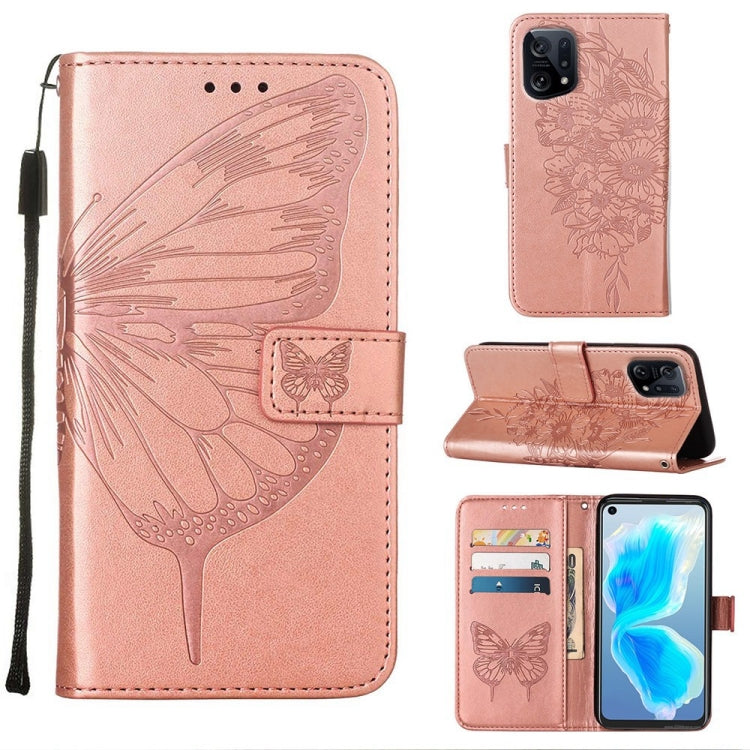 Custodia per telefono in pelle con farfalla goffrata, For OPPO A55s 5G Global, For OPPO Find X5, For OPPO Find X5 Pro