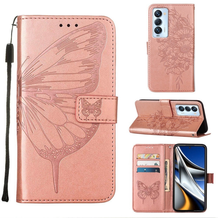 Custodia per telefono in pelle con farfalla goffrata, For Tecno Camon 17 Pro, For Tecno Camon 18 Premier, For Tecno Camon 18i