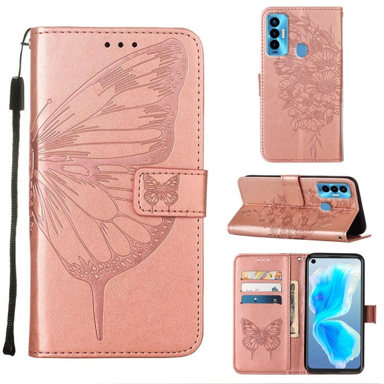 Custodia per telefono in pelle con farfalla goffrata, For Tecno Camon 17 Pro, For Tecno Camon 18 Premier, For Tecno Camon 18i