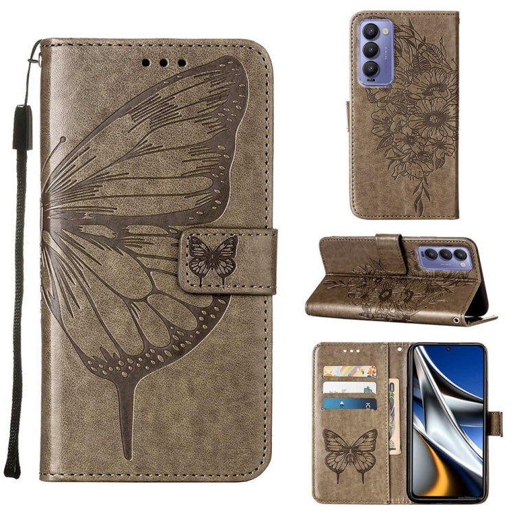 Custodia per telefono in pelle con farfalla goffrata, For Tecno Camon 18P / 18, For Tecno Pop 5 Go, For Tecno Pop 5 LTE