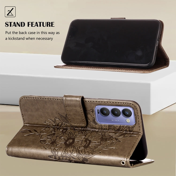 Custodia per telefono in pelle con farfalla goffrata, For Tecno Camon 18P / 18, For Tecno Pop 5 Go, For Tecno Pop 5 LTE