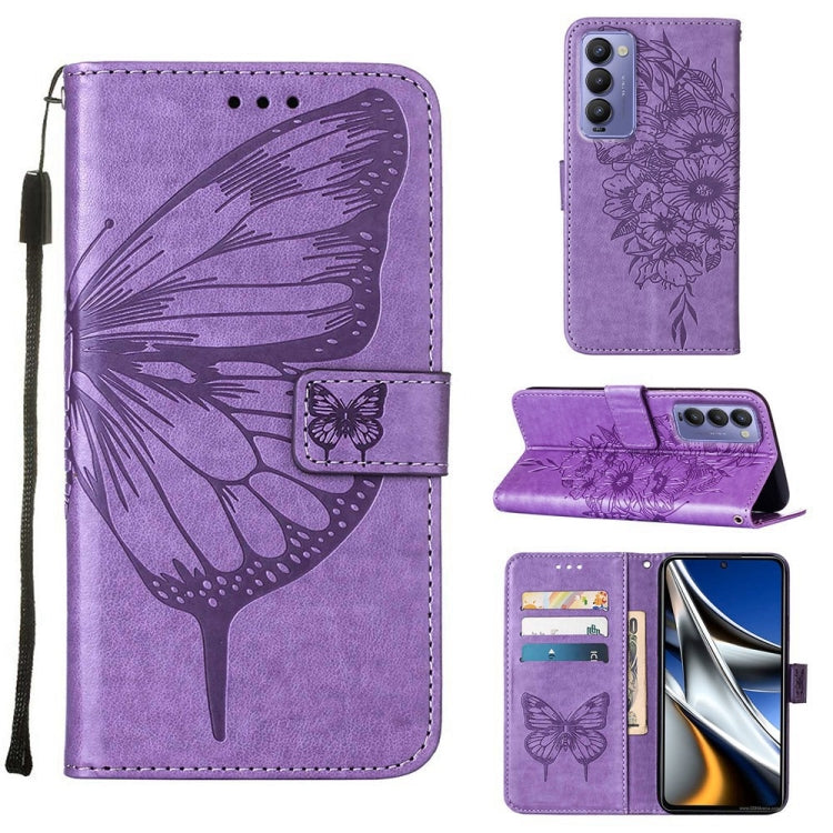 Custodia per telefono in pelle con farfalla goffrata, For Tecno Camon 18P / 18, For Tecno Pop 5 Go, For Tecno Pop 5 LTE