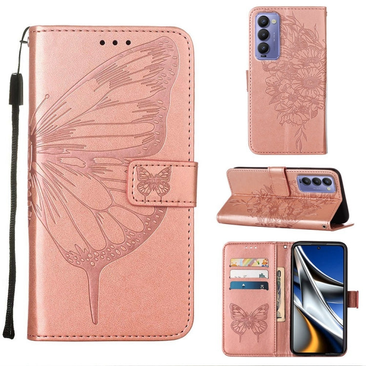 Custodia per telefono in pelle con farfalla goffrata, For Tecno Camon 18P / 18, For Tecno Pop 5 Go, For Tecno Pop 5 LTE