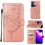 Custodia per telefono in pelle con farfalla goffrata, For Tecno Camon 18P / 18, For Tecno Pop 5 Go, For Tecno Pop 5 LTE