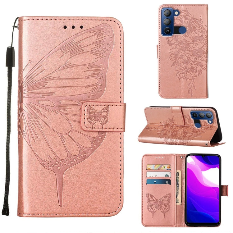Custodia per telefono in pelle con farfalla goffrata, For Tecno Camon 18P / 18, For Tecno Pop 5 Go, For Tecno Pop 5 LTE