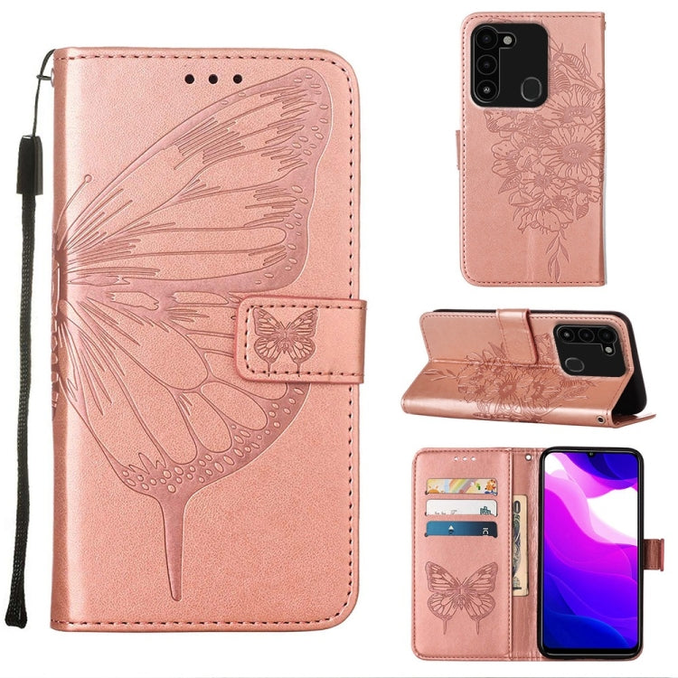 Custodia per telefono in pelle con farfalla goffrata, For Tecno Spark Go 2022