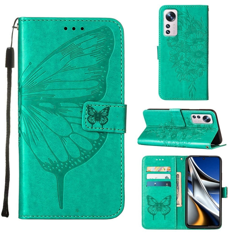 Custodia per telefono in pelle con farfalla goffrata, For Xiaomi 12 Pro, For Xiaomi Poco M4 Pro 4G, For Xiaomi Poco X4 Pro 5G
