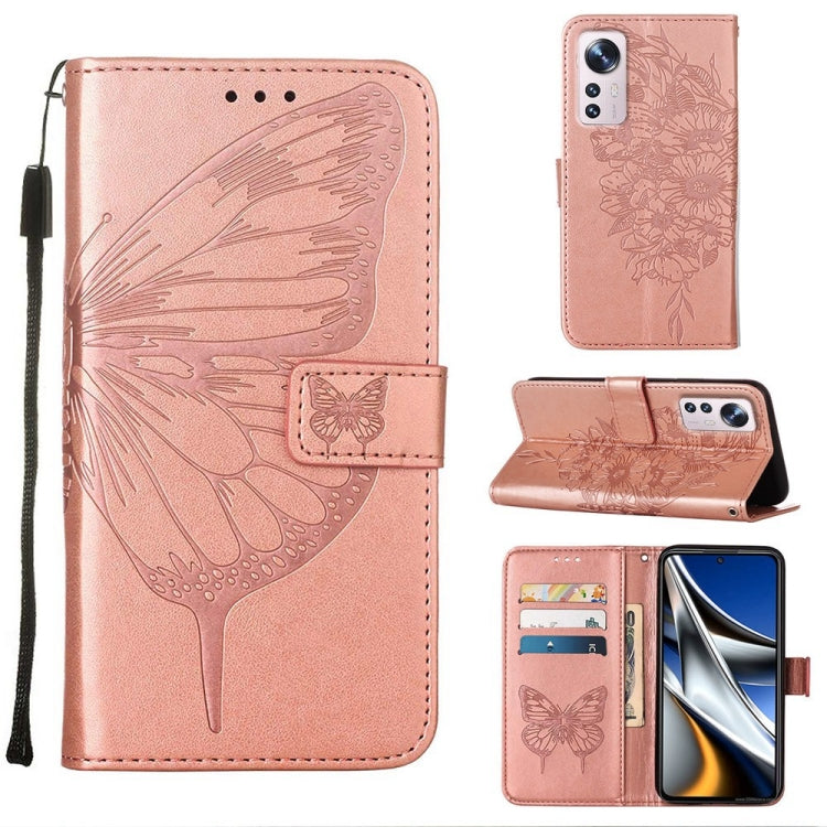 Custodia per telefono in pelle con farfalla goffrata, For Xiaomi 12 Pro, For Xiaomi Poco M4 Pro 4G, For Xiaomi Poco X4 Pro 5G