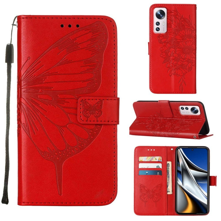 Custodia per telefono in pelle con farfalla goffrata, For Xiaomi 12 Pro, For Xiaomi Poco M4 Pro 4G, For Xiaomi Poco X4 Pro 5G