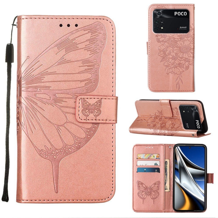 Custodia per telefono in pelle con farfalla goffrata, For Xiaomi 12 Pro, For Xiaomi Poco M4 Pro 4G, For Xiaomi Poco X4 Pro 5G