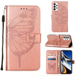 Custodia per telefono in pelle con farfalla goffrata, For Samsung Galaxy A73 5G
