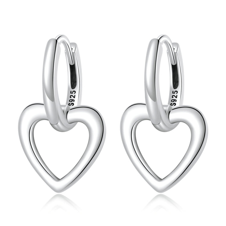 Orecchini da donna con fibbia per orecchio a cuore in argento sterling S925, Heart