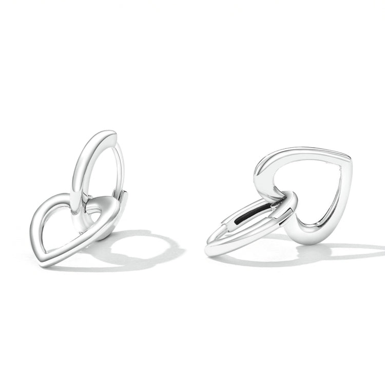 Orecchini da donna con fibbia per orecchio a cuore in argento sterling S925, Heart