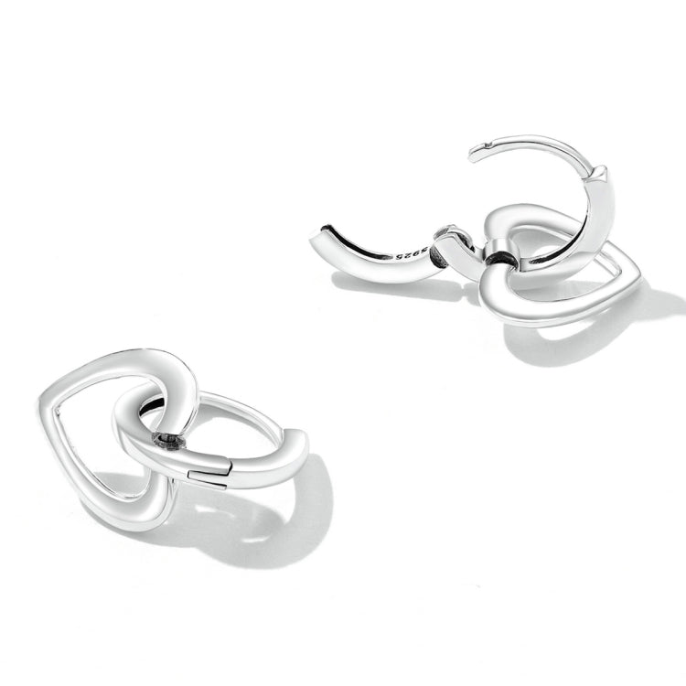 Orecchini da donna con fibbia per orecchio a cuore in argento sterling S925, Heart