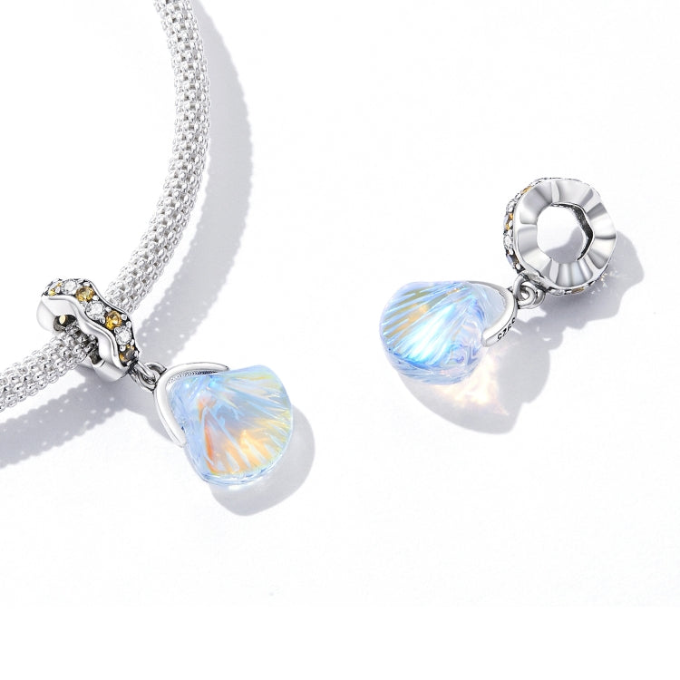 Accessori per collana braccialetto fai-da-te con pendente a conchiglia iridescente in argento sterling S925, Iridescent Shell