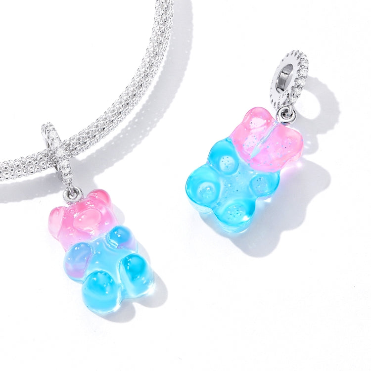 Accessori per collana braccialetto fai da te con ciondolo orsetto di caramelle in argento sterling S925, Candy Bear