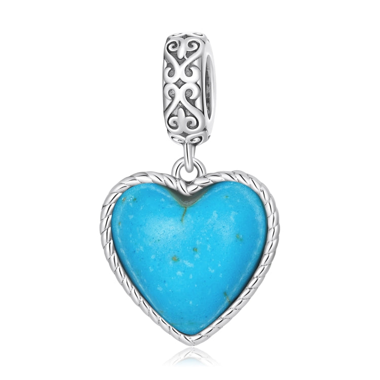 Accessori per collana braccialetto fai da te con ciondolo turchese a forma di cuore in argento sterling S925, Heart Turquoise