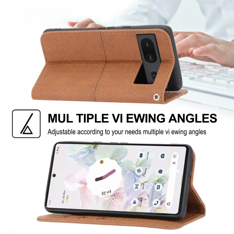 Custodia per telefono in pelle PU magnetica con cuciture a trama intrecciata, For Google Pixel 7, For Nokia G21 / G11, For Google Pixel 7 Pro, For Kyocera Android One S9 / Digno Sanga Edition