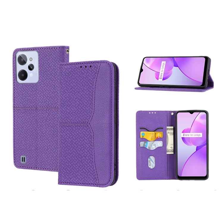 Custodia per telefono in pelle PU magnetica con cuciture a trama intrecciata, For Samsung Galaxy M23 / F23 5G Japanese Version, For OPPO Realme C31 4G Global, For Sony Xperia 10 IV, For Sony Xperia 1 IV