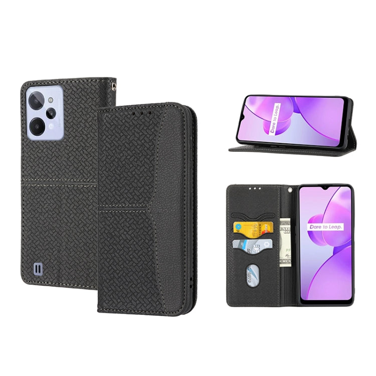 Custodia per telefono in pelle PU magnetica con cuciture a trama intrecciata, For Samsung Galaxy M23 / F23 5G Japanese Version, For OPPO Realme C31 4G Global, For Sony Xperia 10 IV, For Sony Xperia 1 IV