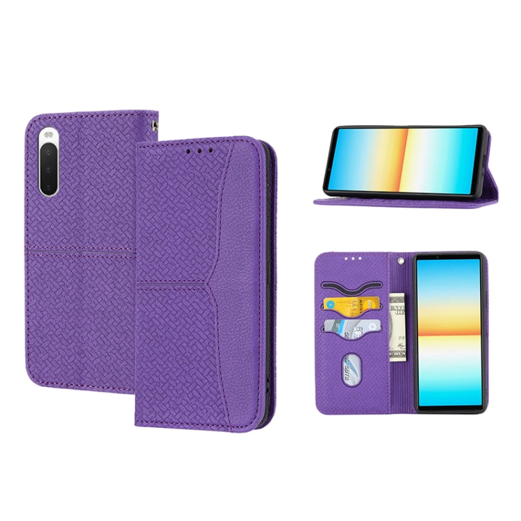 Custodia per telefono in pelle PU magnetica con cuciture a trama intrecciata, For Samsung Galaxy M23 / F23 5G Japanese Version, For OPPO Realme C31 4G Global, For Sony Xperia 10 IV, For Sony Xperia 1 IV