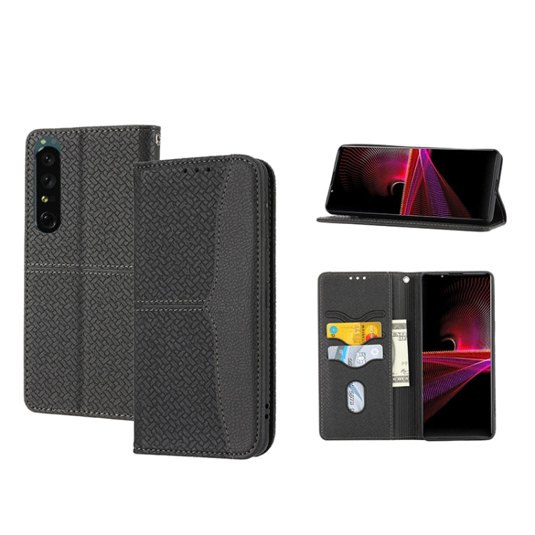 Custodia per telefono in pelle PU magnetica con cuciture a trama intrecciata, For Samsung Galaxy M23 / F23 5G Japanese Version, For OPPO Realme C31 4G Global, For Sony Xperia 10 IV, For Sony Xperia 1 IV