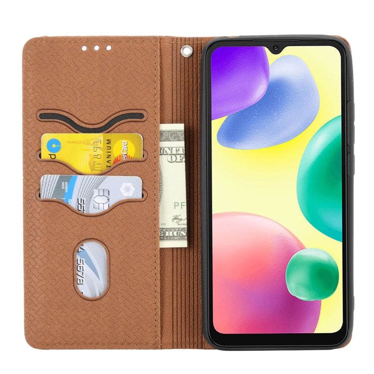 Custodia per telefono in pelle PU magnetica con cuciture a trama intrecciata, For Xiaomi Redmi 10A, For Xiaomi Poco M4 Pro, For Xiaomi Redmi Note 11E, For Xiaomi Redmi 10 5G