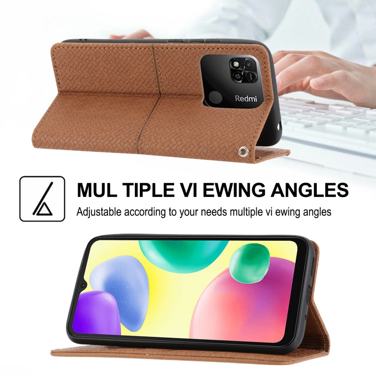 Custodia per telefono in pelle PU magnetica con cuciture a trama intrecciata, For Xiaomi Redmi 10A, For Xiaomi Poco M4 Pro, For Xiaomi Redmi Note 11E, For Xiaomi Redmi 10 5G