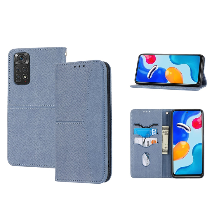 Custodia per telefono in pelle PU magnetica con cuciture a trama intrecciata, For Xiaomi Redmi 10A, For Xiaomi Poco M4 Pro, For Xiaomi Redmi Note 11E, For Xiaomi Redmi 10 5G