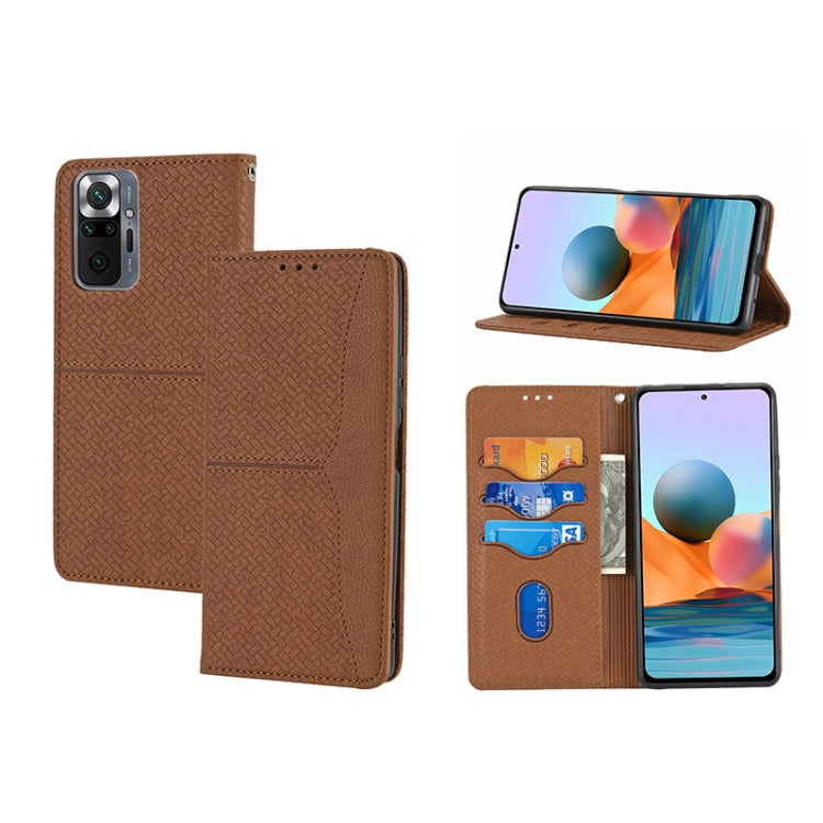 Custodia per telefono in pelle PU magnetica con cuciture a trama intrecciata, For Xiaomi Redmi 10A, For Xiaomi Poco M4 Pro, For Xiaomi Redmi Note 11E, For Xiaomi Redmi 10 5G