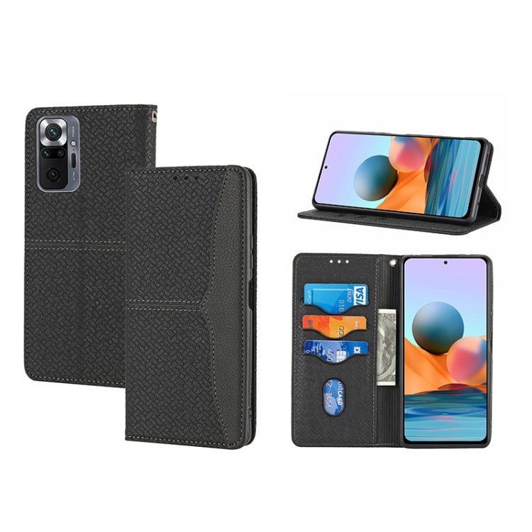 Custodia per telefono in pelle PU magnetica con cuciture a trama intrecciata, For Xiaomi Redmi 10A, For Xiaomi Poco M4 Pro, For Xiaomi Redmi Note 11E, For Xiaomi Redmi 10 5G