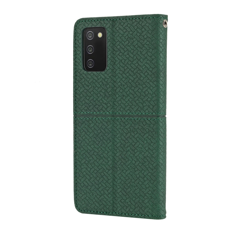 Custodia per telefono in pelle PU magnetica con cuciture a trama intrecciata, For Samsung Galaxy A03s 164.2mm US Version