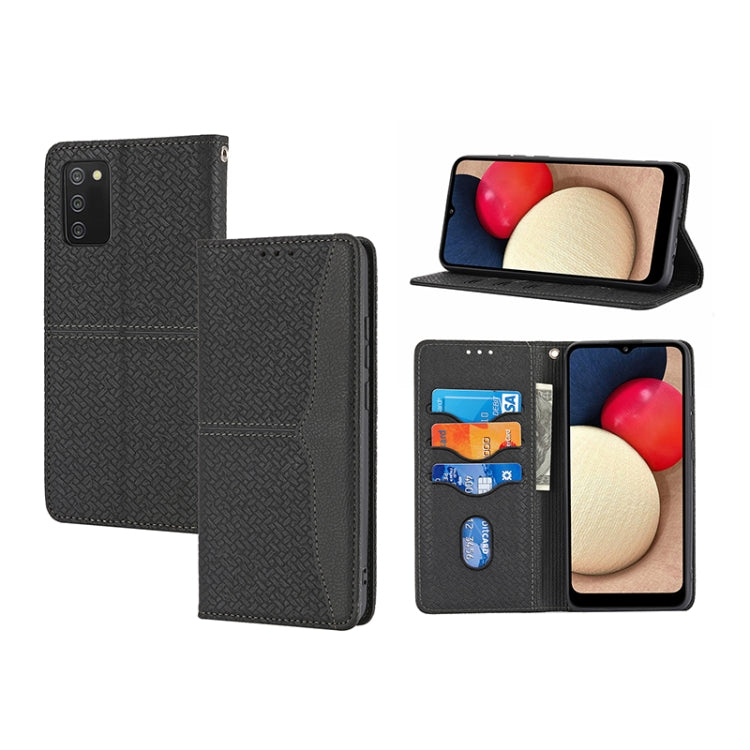 Custodia per telefono in pelle PU magnetica con cuciture a trama intrecciata, For Samsung Galaxy A03s 164.2mm US Version