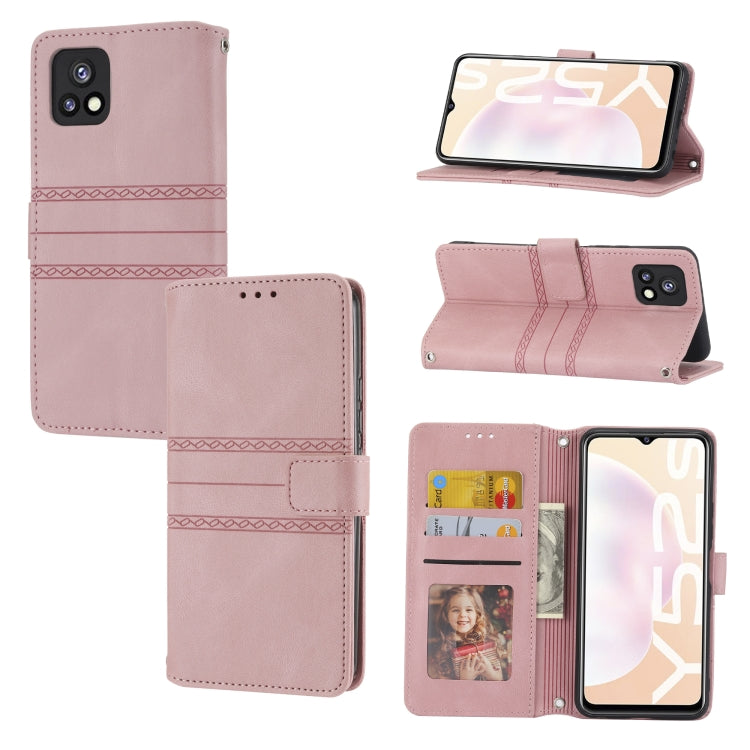 Custodia in pelle per telefono a conchiglia orizzontale con fibbia magnetica a righe in rilievo, For vivo Y52s, For Motorola Moto G22, For Google Pixel 7, For Xiaomi Poco M4 Pro
