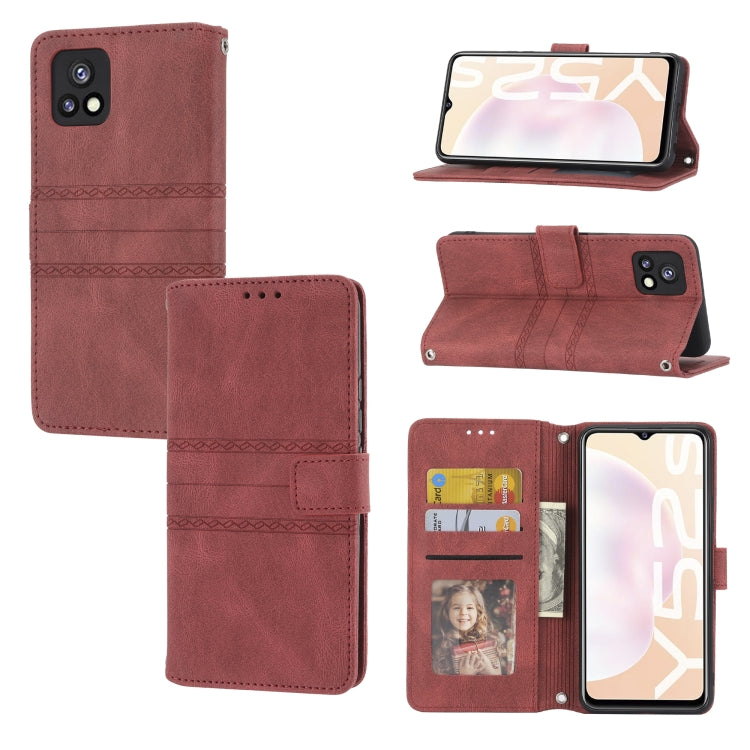 Custodia in pelle per telefono a conchiglia orizzontale con fibbia magnetica a righe in rilievo, For vivo Y52s, For Motorola Moto G22, For Google Pixel 7, For Xiaomi Poco M4 Pro