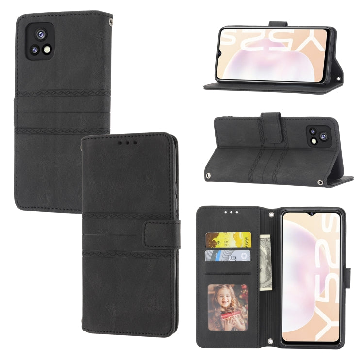 Custodia in pelle per telefono a conchiglia orizzontale con fibbia magnetica a righe in rilievo, For vivo Y52s, For Motorola Moto G22, For Google Pixel 7, For Xiaomi Poco M4 Pro