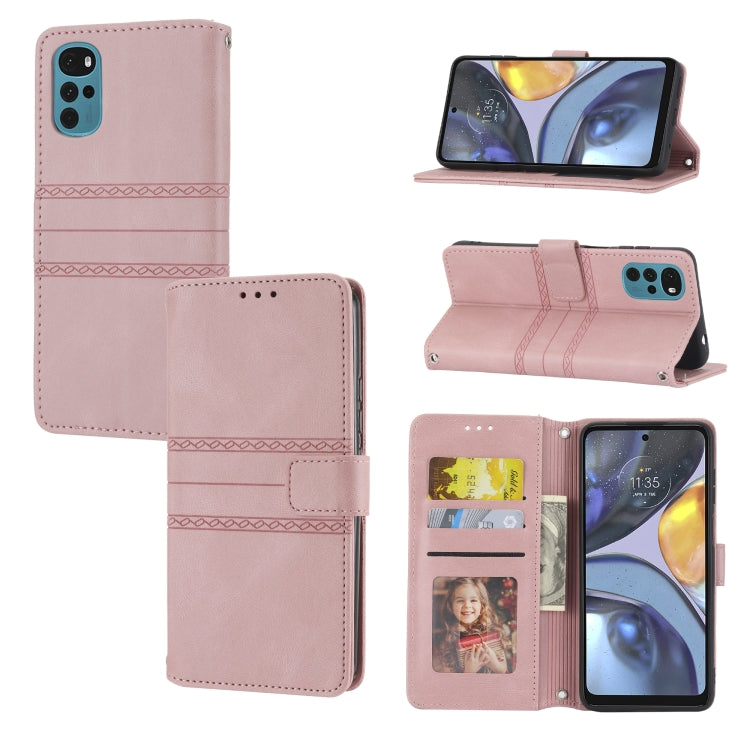 Custodia in pelle per telefono a conchiglia orizzontale con fibbia magnetica a righe in rilievo, For vivo Y52s, For Motorola Moto G22, For Google Pixel 7, For Xiaomi Poco M4 Pro