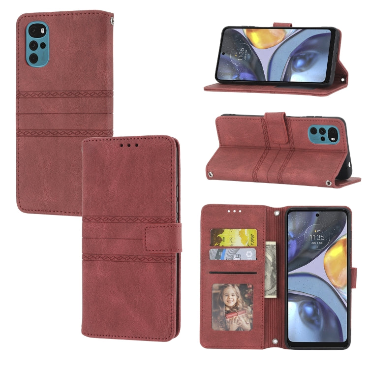 Custodia in pelle per telefono a conchiglia orizzontale con fibbia magnetica a righe in rilievo, For vivo Y52s, For Motorola Moto G22, For Google Pixel 7, For Xiaomi Poco M4 Pro