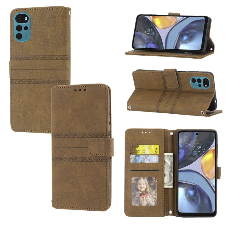 Custodia in pelle per telefono a conchiglia orizzontale con fibbia magnetica a righe in rilievo, For vivo Y52s, For Motorola Moto G22, For Google Pixel 7, For Xiaomi Poco M4 Pro