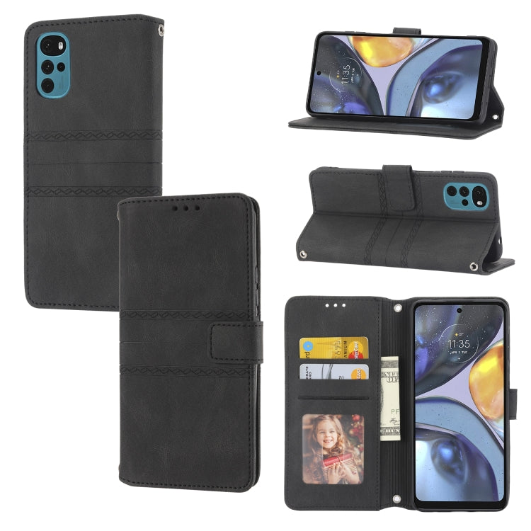 Custodia in pelle per telefono a conchiglia orizzontale con fibbia magnetica a righe in rilievo, For vivo Y52s, For Motorola Moto G22, For Google Pixel 7, For Xiaomi Poco M4 Pro