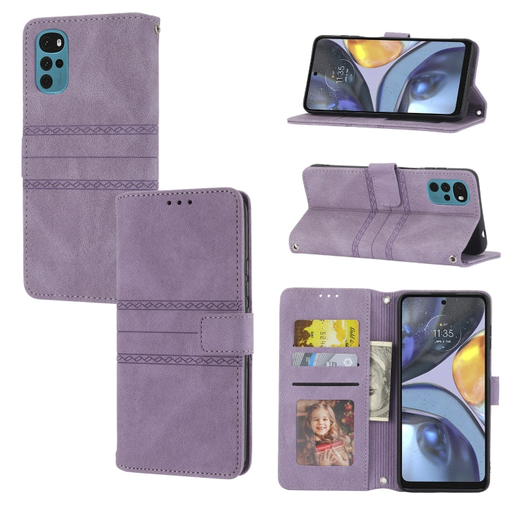 Custodia in pelle per telefono a conchiglia orizzontale con fibbia magnetica a righe in rilievo, For vivo Y52s, For Motorola Moto G22, For Google Pixel 7, For Xiaomi Poco M4 Pro