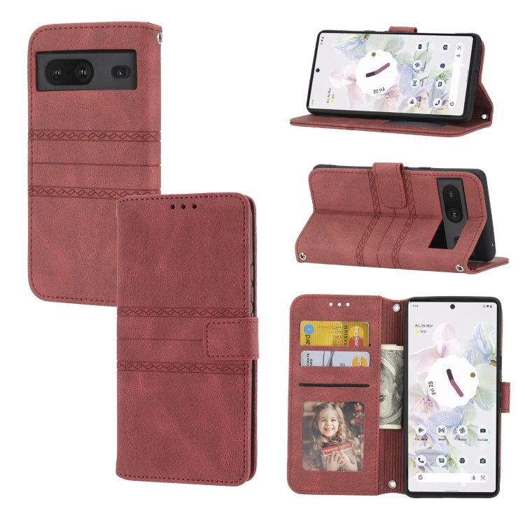 Custodia in pelle per telefono a conchiglia orizzontale con fibbia magnetica a righe in rilievo, For vivo Y52s, For Motorola Moto G22, For Google Pixel 7, For Xiaomi Poco M4 Pro