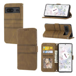 Custodia in pelle per telefono a conchiglia orizzontale con fibbia magnetica a righe in rilievo, For vivo Y52s, For Motorola Moto G22, For Google Pixel 7, For Xiaomi Poco M4 Pro