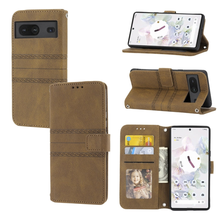 Custodia in pelle per telefono a conchiglia orizzontale con fibbia magnetica a righe in rilievo, For vivo Y52s, For Motorola Moto G22, For Google Pixel 7, For Xiaomi Poco M4 Pro